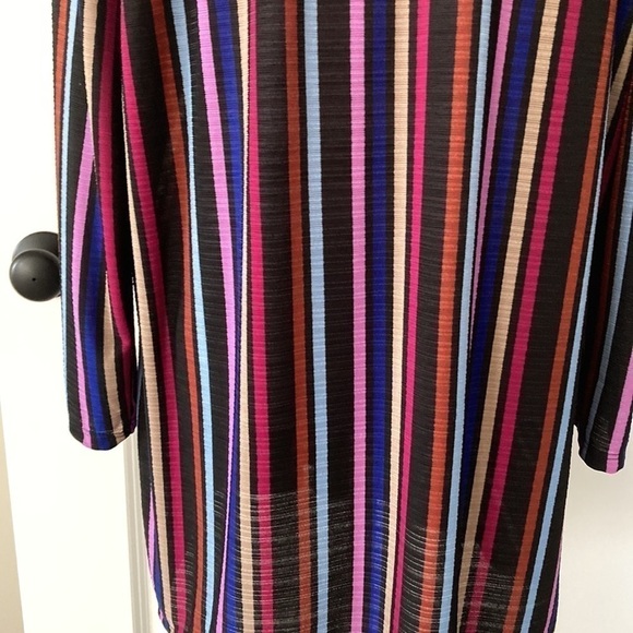 Dana Buchman XXL blouse v-neck stripes purple black pink blue colorful - Picture 8 of 10